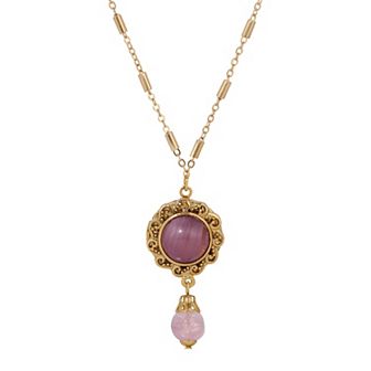 1928 Glass Stone Locket & Bead Necklace