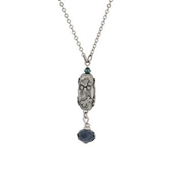 1928 Silver Tone Crystal Paw & Bone Y-Necklace