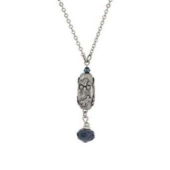 1928 Silver Tone Crystal Paw & Bone Y-Necklace
