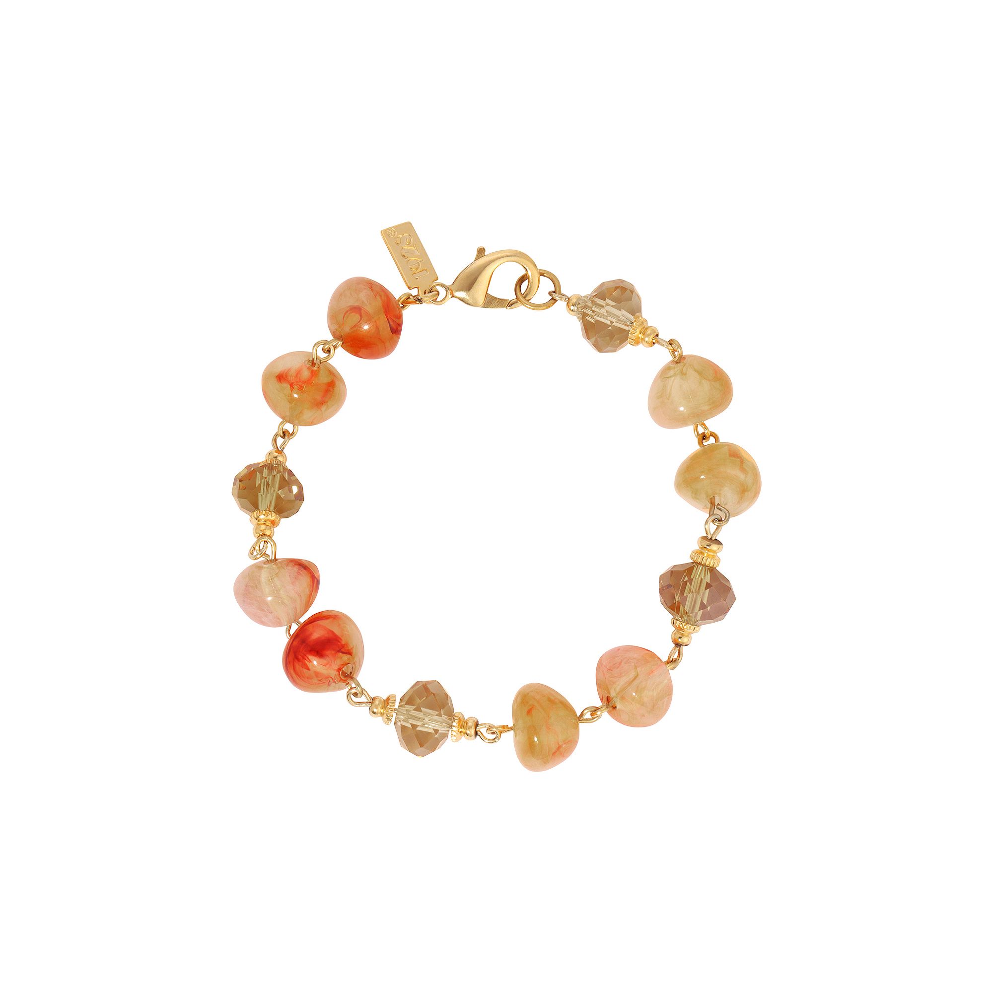 1928 Gold Tone Simulated Topaz Bead Bracelet, Womens, Beige