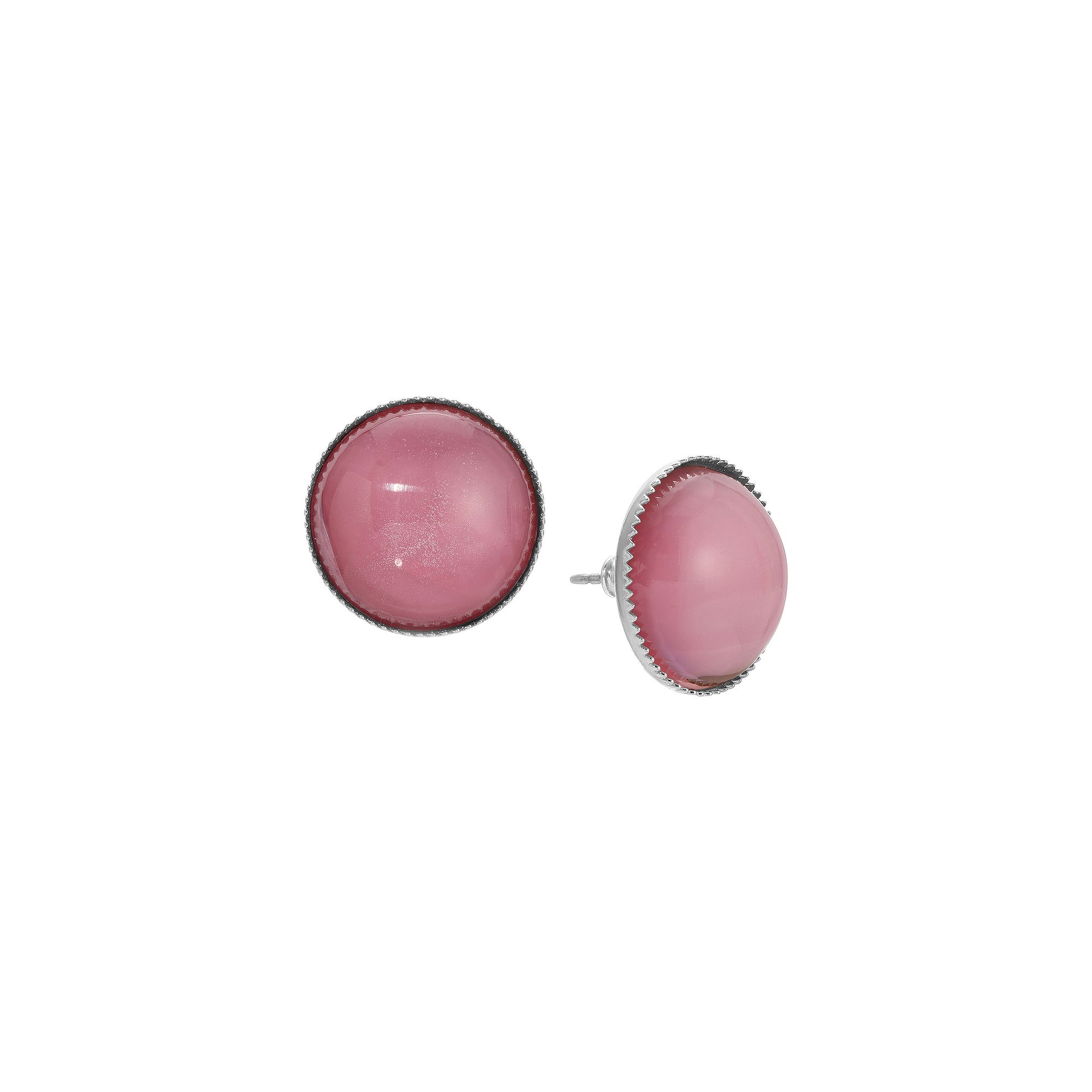 1928 Silver Tone Pink Crystal Stud Earrings, Womens
