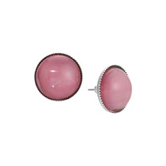 1928 Silver Tone Pink Crystal Stud Earrings