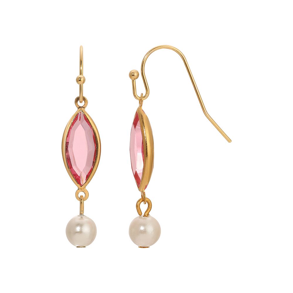 CD 26S PEARL FLOWER DROP STUD EARRINGS IN GOLD TONE METAL 629842 main image 0