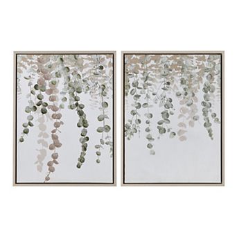 INK+IVY Botanical Waterfall Eucalyptus 2 pc Framed Canvas Wall Decor Set