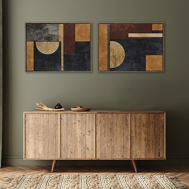 INK+IVY Jeweled Geo Hand-Embellished Abstract 2-Piece Framed Canvas Wall Art Set