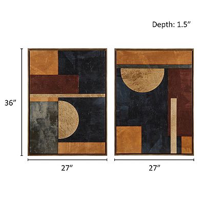 INK+IVY Jeweled Geo Hand-Embellished Abstract 2-Piece Framed Canvas Wall Art Set