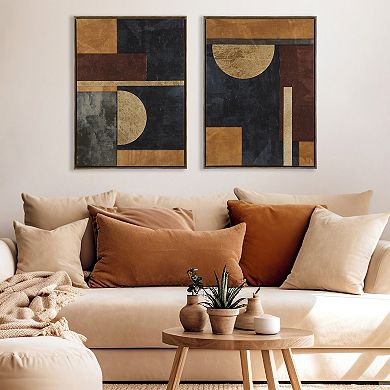 INK+IVY Jeweled Geo Hand-Embellished Abstract 2-Piece Framed Canvas Wall Art Set