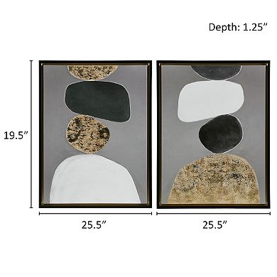INK+IVY Neutral Stones Figural 2-Piece Framed Canvas Wall Art Set