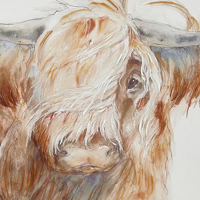 INK+IVY Windswept Hand Embellished Highland Bull Canvas Wall Art