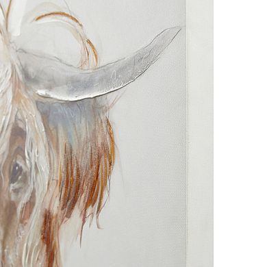 INK+IVY Windswept Hand Embellished Highland Bull Canvas Wall Art