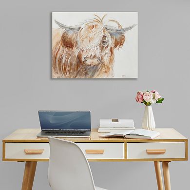 INK+IVY Windswept Hand Embellished Highland Bull Canvas Wall Art