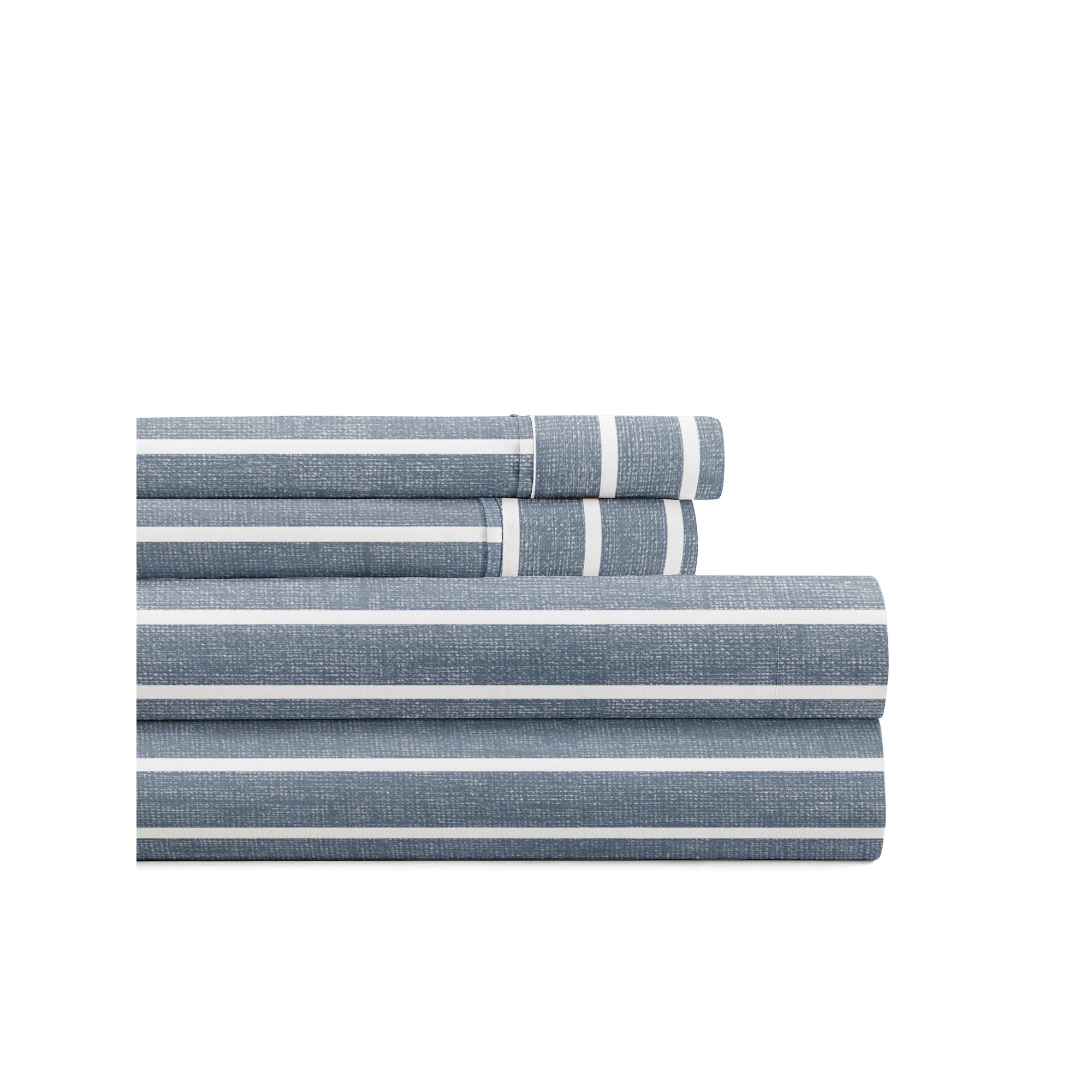 Home Collection Soft Lines Sheet Set, Gray Awning Stripe