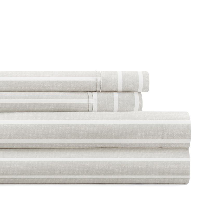 Home Collection Soft Lines Sheet Set, Lt Gray Awning Stripe