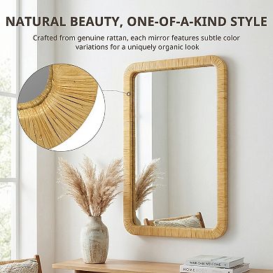 INK+IVY Nova Natural Rattan Rectangle Wall Mirror