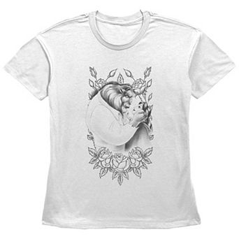 Disney's Beauty And The Beast Belle And Beast Women's Rose Sketch Graphic Tee