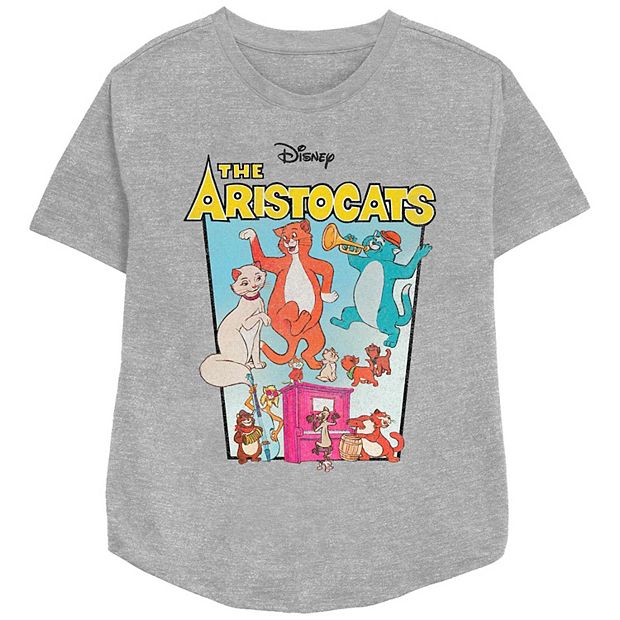 ★WAIKEI★ Vintage Aristocats Archive Short Sleeve T-Shirt W Disney Aristocats Juniors Vintage Graphic Tee, Short Sleeves