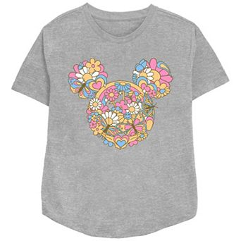 Disney's Mickey Mouse Women's Flowers And Butterflies Graphic Tee