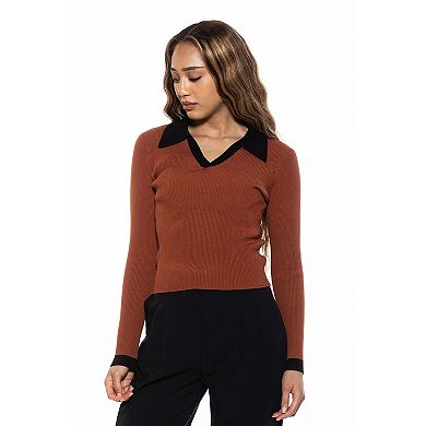 Women's ALEXIA ADMOR Crsti Collared Long Sleeve Ribbed Sweater