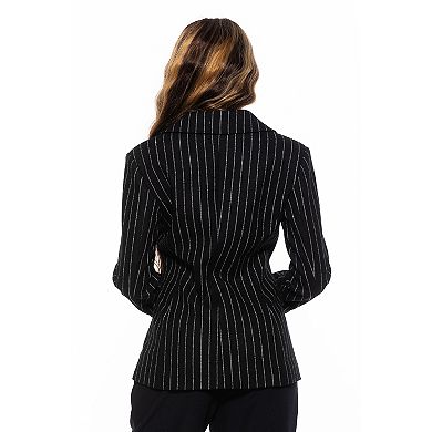 Women's ALEXIA ADMOR Farrah Striped Classic Double Breasted Jacket