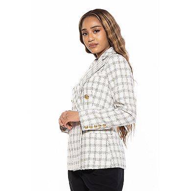 Women's ALEXIA ADMOR Farrah Tweed Classic Double Breasted Jacket
