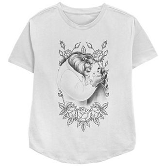 Disney's Beauty And The Beast Belle And Beast Women's Rose Sketch Graphic Tee
