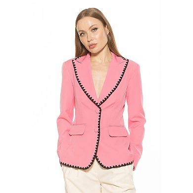 Women's ALEXIA ADMOR Jessilyn Long Sleeve Embroidery Trimmed Blazer