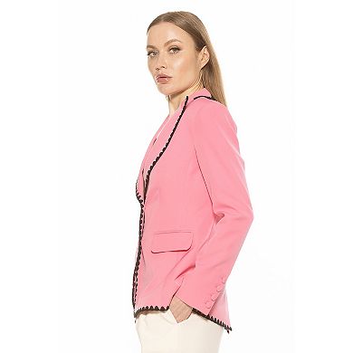 Women's ALEXIA ADMOR Jessilyn Long Sleeve Embroidery Trimmed Blazer