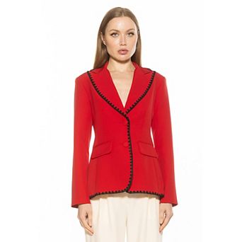 Women's ALEXIA ADMOR Jessilyn Long Sleeve Embroidery Trimmed Blazer