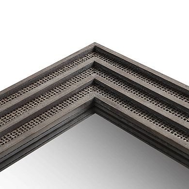 Martha Stewart Naomi Rectangular Wood and Rattan Mirror