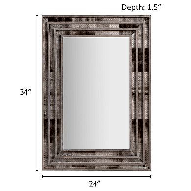 Martha Stewart Naomi Rectangular Wood and Rattan Mirror