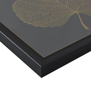 Martha Stewart Gilded Trio Gold Metallic Leaf Square Framed Graphic Wall Decor 3-Piece Set