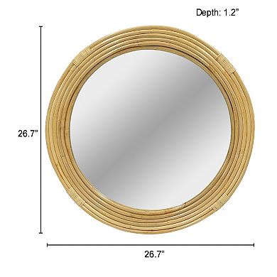 Martha Stewart Luna Natural Rattan Round Wall Mirror