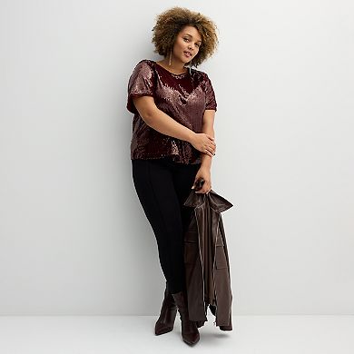 Plus Size Nine West Sequin Party Top