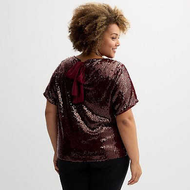 Plus Size Nine West Sequin Party Top
