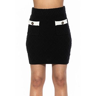 Women's ALEXIA ADMOR Bex Knit Contrast Front Pocket Patch Mini Skirt