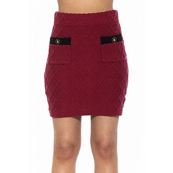 Women's ALEXIA ADMOR Bex Knit Contrast Front Pocket Patch Mini Skirt