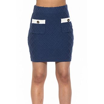 Women's ALEXIA ADMOR Bex Knit Contrast Front Pocket Patch Mini Skirt