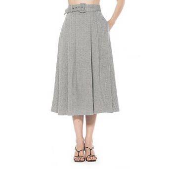 Women's ALEXIA ADMOR Eline Herringbone A-Line Skirt With Removable Belt