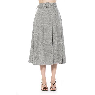 Women's ALEXIA ADMOR Eline Herringbone A-Line Skirt With Removable Belt