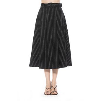 Women's ALEXIA ADMOR Eline Stripe A-Line Skirt With Removable Belt