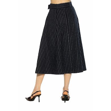 Women's ALEXIA ADMOR Eline Stripe A-Line Skirt With Removable Belt