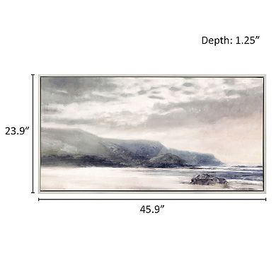 Madison Park Moody Coast Hand Embellished Landscape Framed Canvas Wall Art