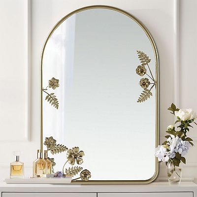 Madison Park Adaline Arched Metal Floral Wall Mirror