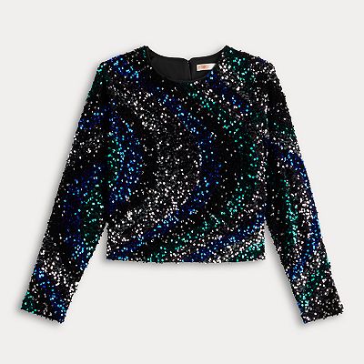 Pull Express Femme Noir Pailleté – Manches Ballon, Taille S, Neuf Avec étiquettes, Stretch