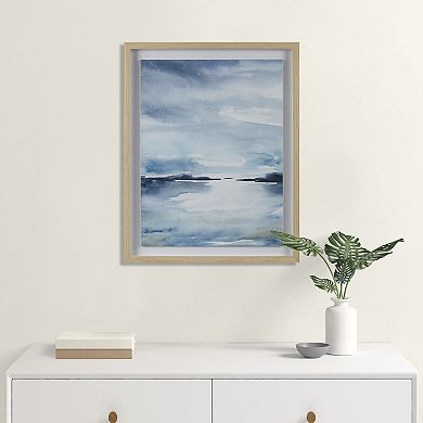 Madison Park Sparkling Sea Framed Glass and Single Matted Abstract Landscape Coastal Wall Art