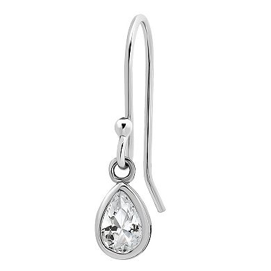 Aleure Precioso Sterling Silver Cubic Zirconia Pear Cut Drop Earrings