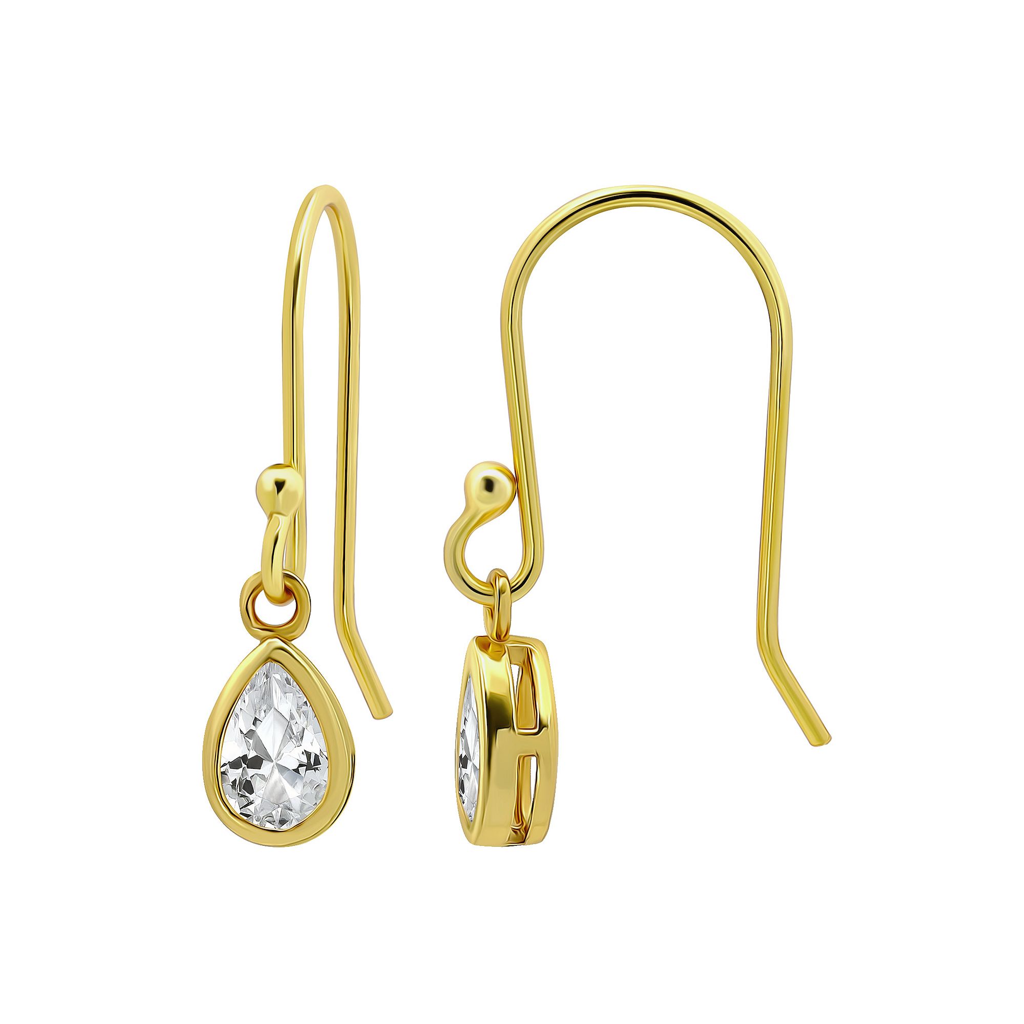 Aleure Precioso Sterling Silver Cubic Zirconia Pear Cut Drop Earrings, Wome