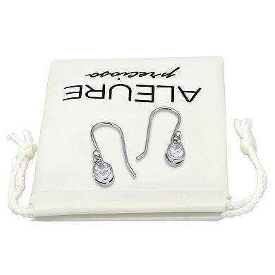 Aleure Precioso Sterling Silver Cubic Zirconia Oval Cut Drop Earrings