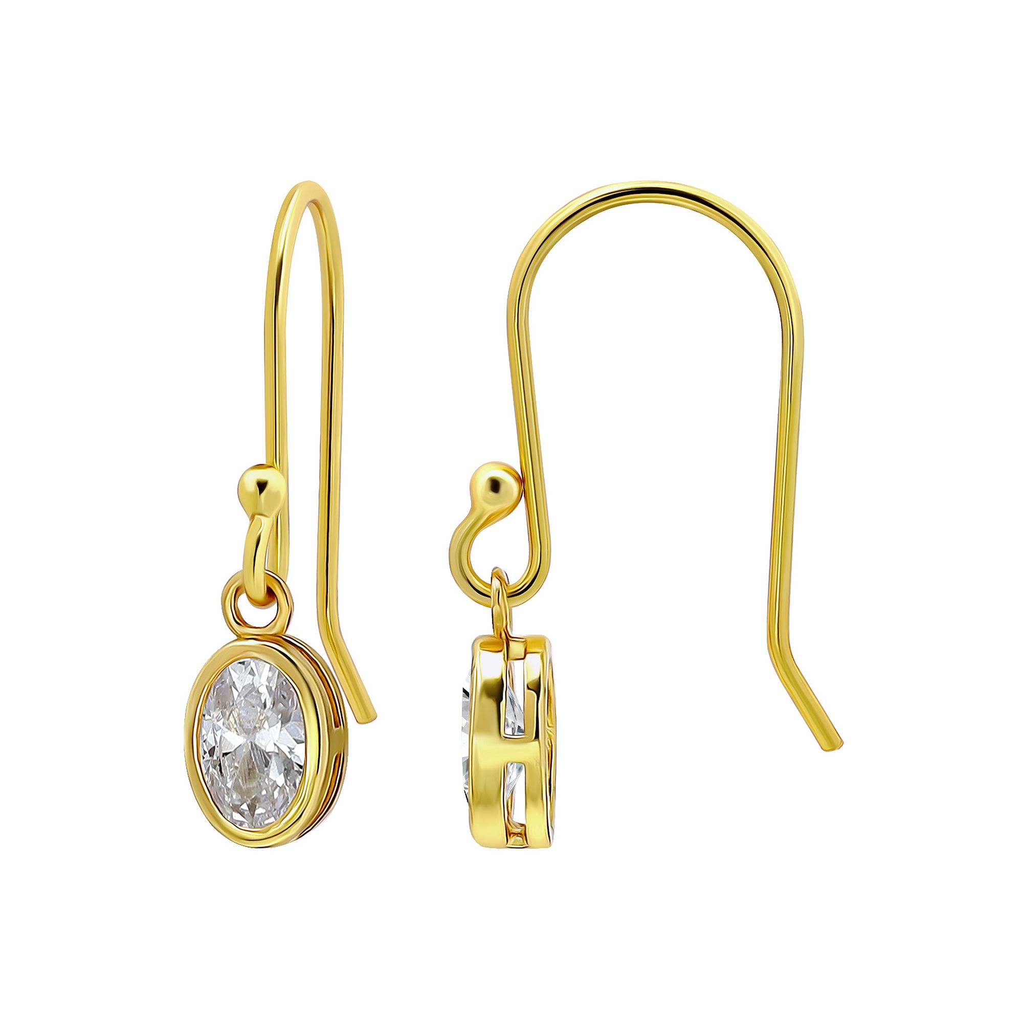 Aleure Precioso Sterling Silver Cubic Zirconia Oval Cut Drop Earrings, Wome