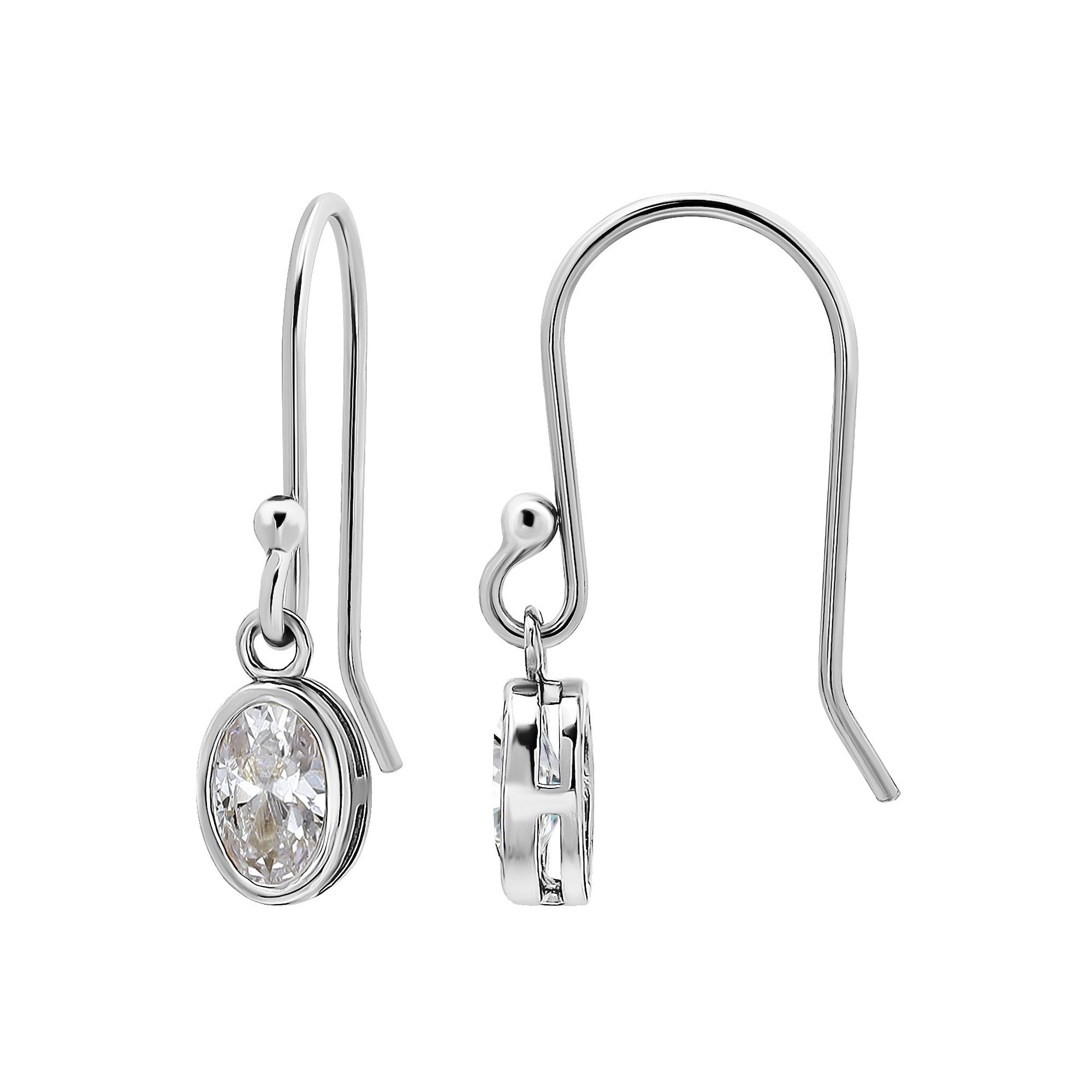 Aleure Precioso Sterling Silver Cubic Zirconia Oval Cut Drop Earrings, Wome